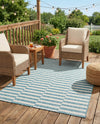 Seaside Stripes Collection Area Rug - Cabana (Light Aqua) Rectangle Light Aqua  lifestyle 20