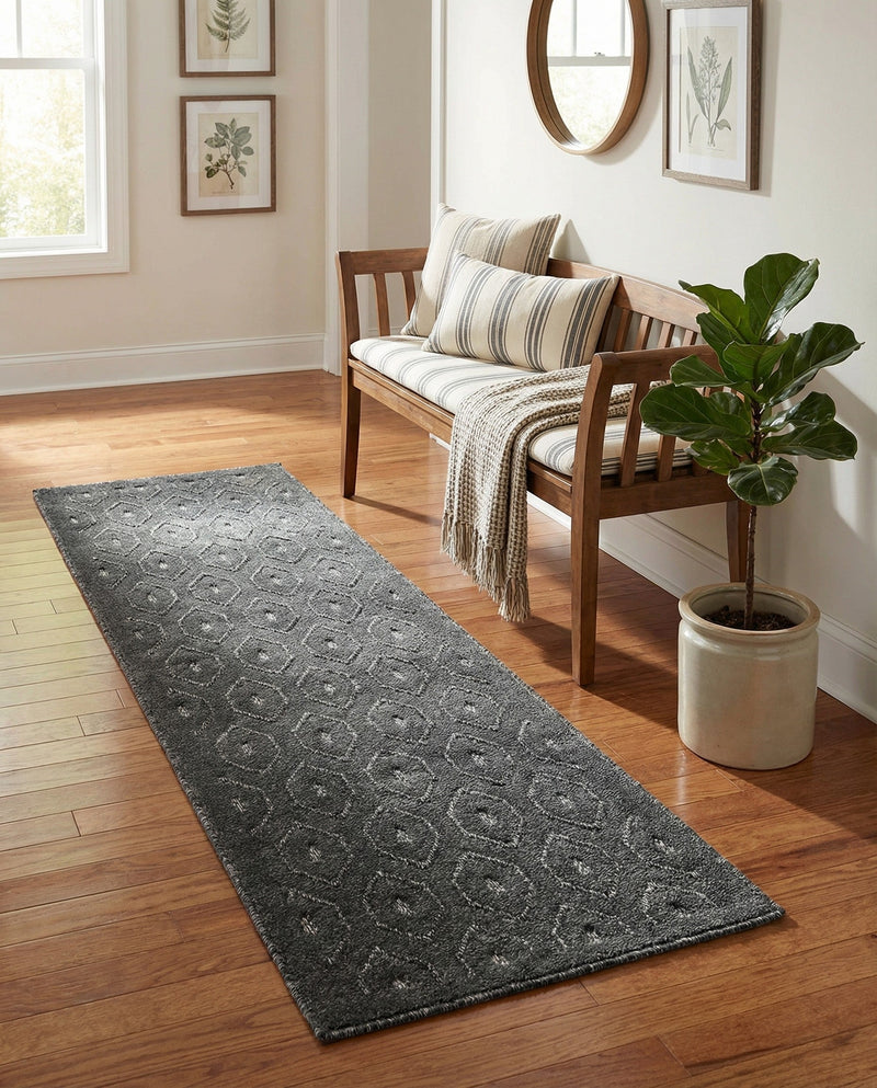 Garden Lattice Charm Collection Area Rug - Arbor (Charcoal) Runner Charcoal  lifestyle 46