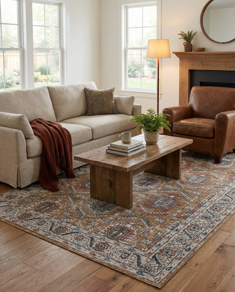 Mykonos Manor Collection Area Rug -  Paros Rectangle Mustard Yellow  lifestyle 46