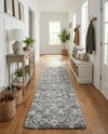 Berber Lattice Shag Collection Area Rug - Atlas (Gray) Runner Gray  lifestyle 31