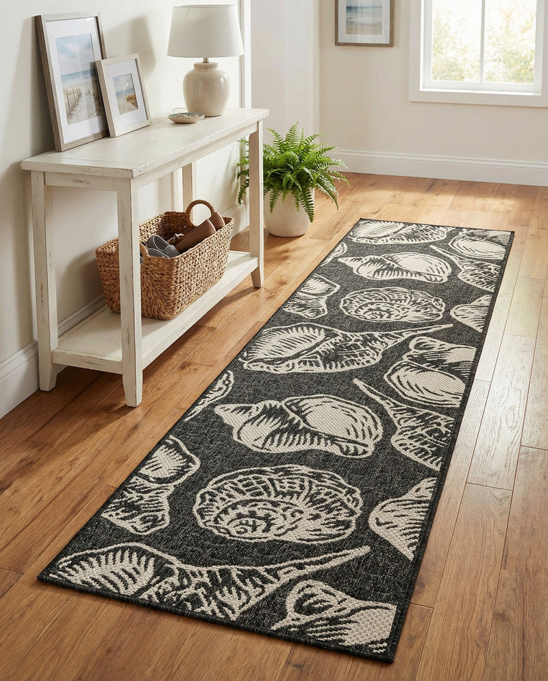 Seaside Haven Rugs Collection Area Rug -  Lighthouse (Black and White) Runner Black and White  lifestyle 37