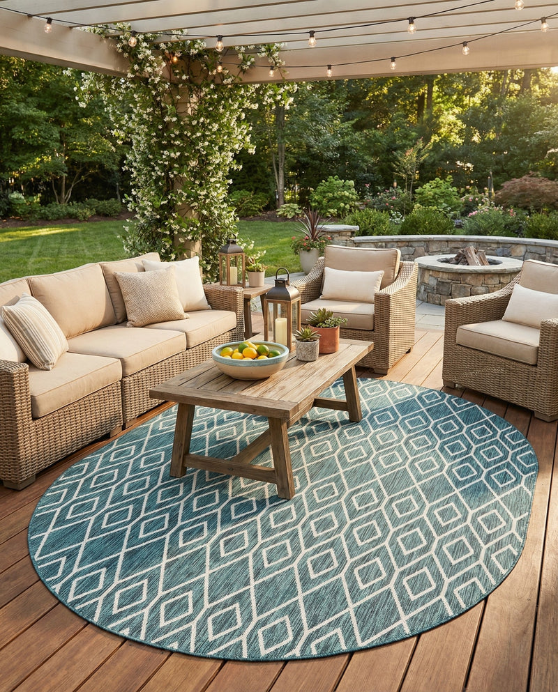 Urban Oasis Rugs Collection Area Rug -  Boulevard (Teal) Oval Teal  lifestyle 47