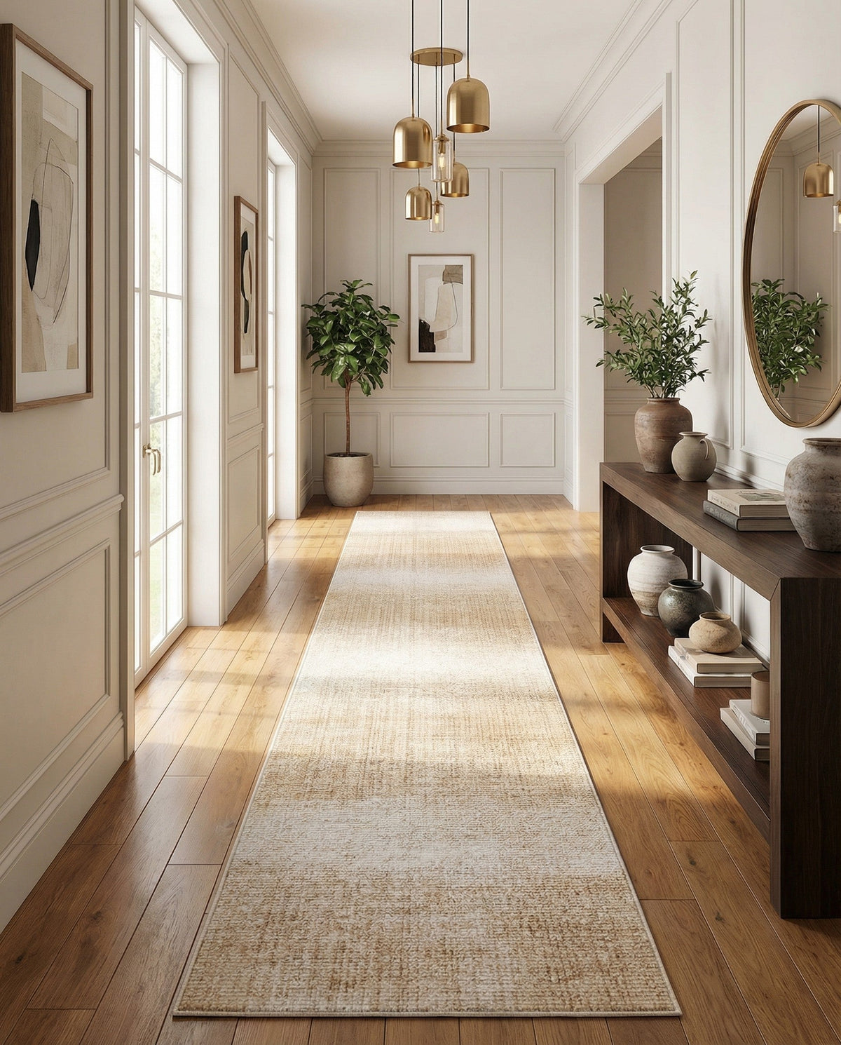 Jewel Oasis Collection Area Rug - Sapphire (Ivory) Runner Ivory  lifestyle 141