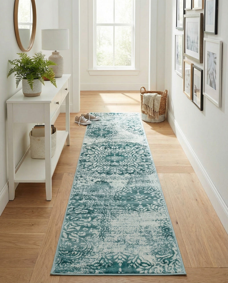 Riviera Elegance Collection Area Rug -  Monaco (Turquoise) Runner Turquoise  lifestyle 67