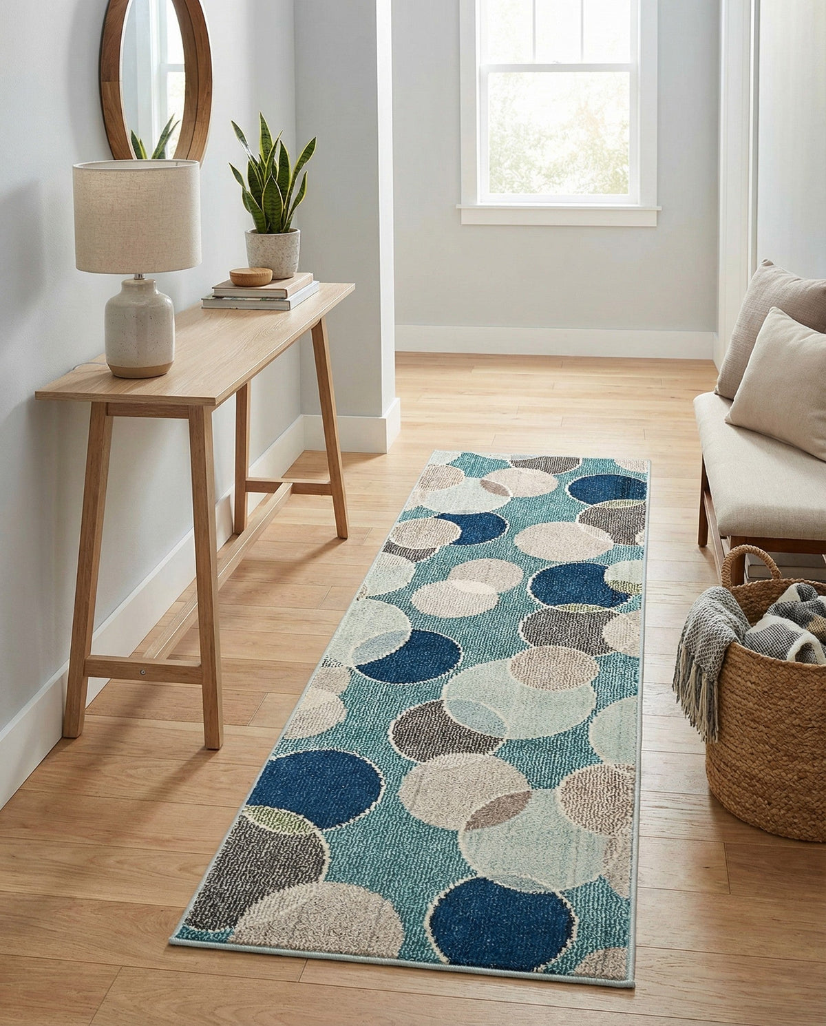 Chromatic Oasis Collection Area Rug -  Zephyr Runner Blue  lifestyle 135