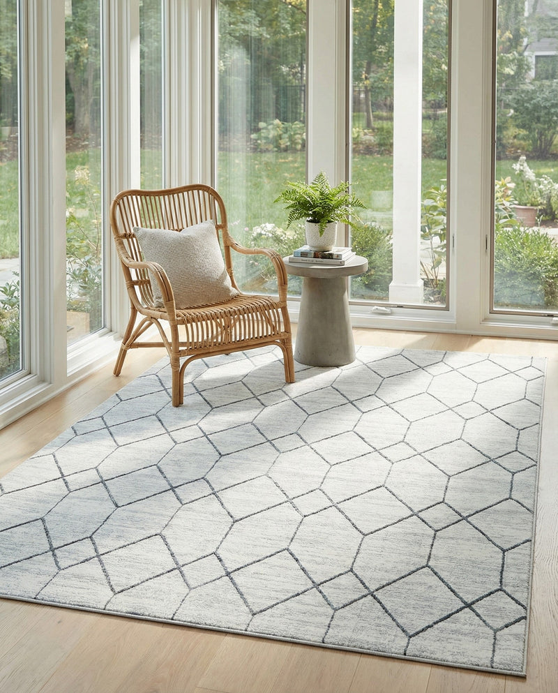 Garden Maze Retreat Collection Area Rug -  Greenbower Rectangle White  lifestyle 30