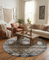 Desert Modern Eco Rug Series Collection Area Rug -  Sonora Round Khaki Gray  lifestyle 47