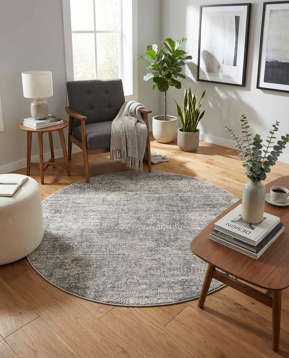 Bloomsbury Elegance Collection Area Rug -  Pimlico Round Gray  lifestyle 111