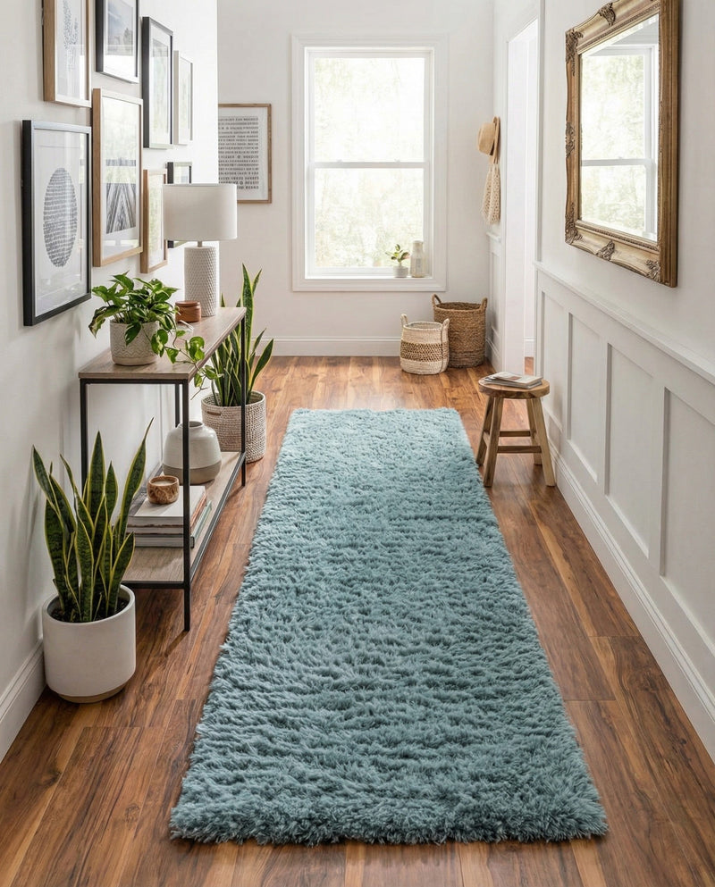 Eternal Plush Oasis Collection Area Rug -  Tranquility (Slate Blue) Runner Slate Blue  lifestyle 28