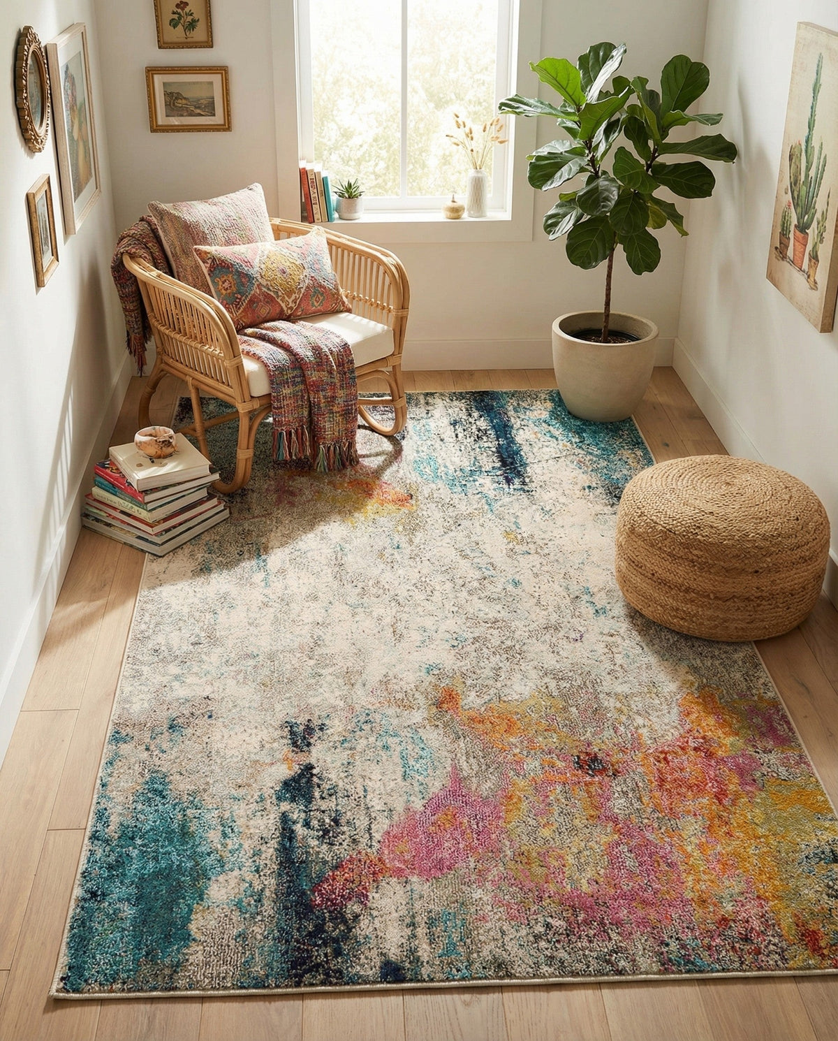 Chromatic Oasis Collection Area Rug -  Azure Rectangle Beige  lifestyle 14