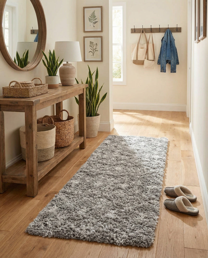 Berber Lattice Shag Collection Area Rug - Atlas (Gray) Runner Gray  lifestyle 32