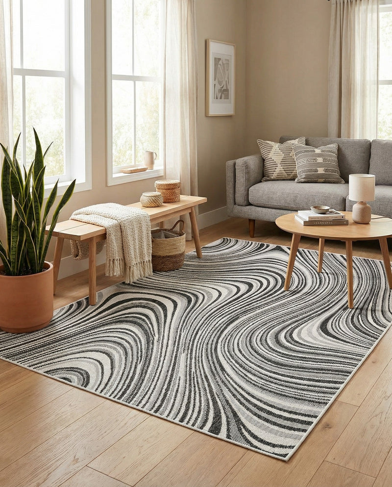 Urban Terrace Collection Area Rug - Soho Rectangle Charcoal Ivory  lifestyle 38