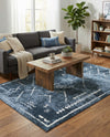 Aegean Elegance Washables Collection Area Rug - Santorini Rectangle Navy Blue  lifestyle 40
