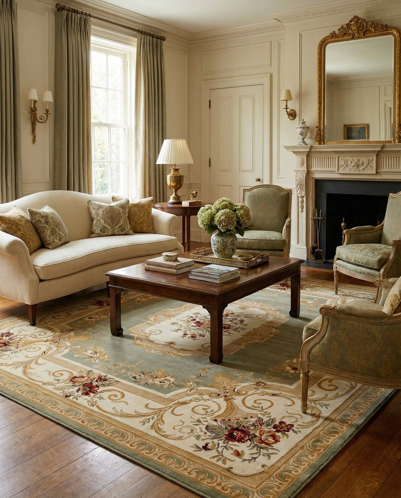 Versailles Elegance Collection Area Rug -  Louveciennes (Green) Square Green  lifestyle 43