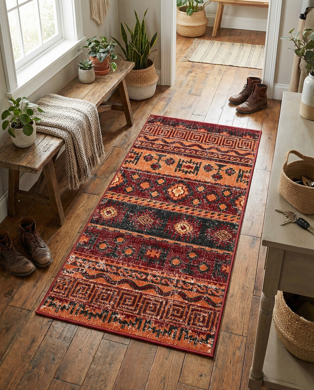 Geneva Terrace Collection Area Rug - Montreux Runner Rust Red  lifestyle 157