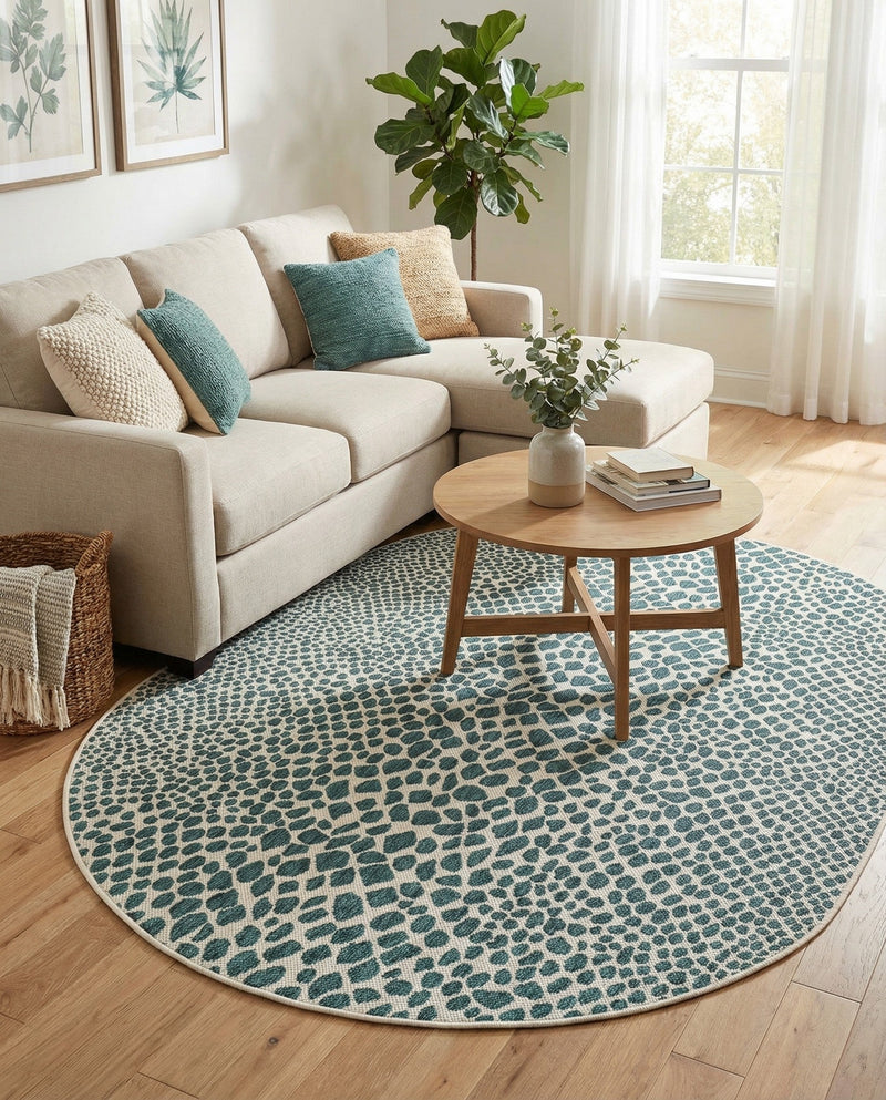 Urban Oasis Rugs Collection Area Rug -  Terrace (Teal) Oval Teal  lifestyle 67