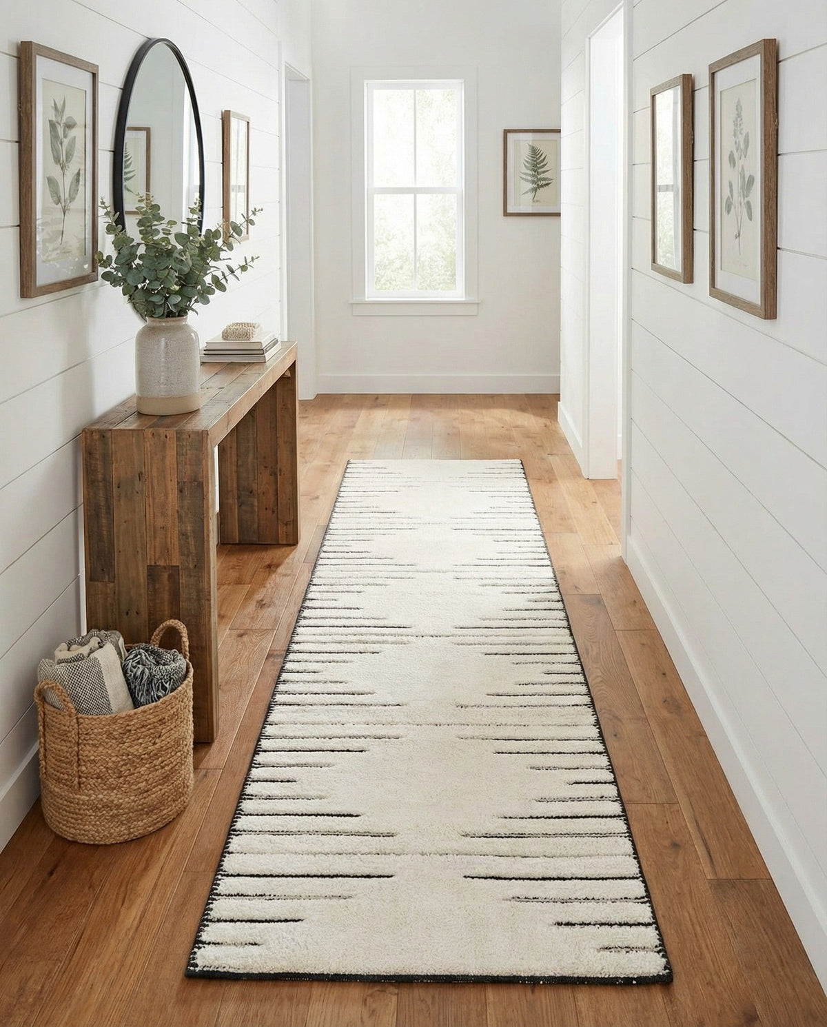 Monochrome Collection Area Rug -  Ash Runner Ivory White  lifestyle 108