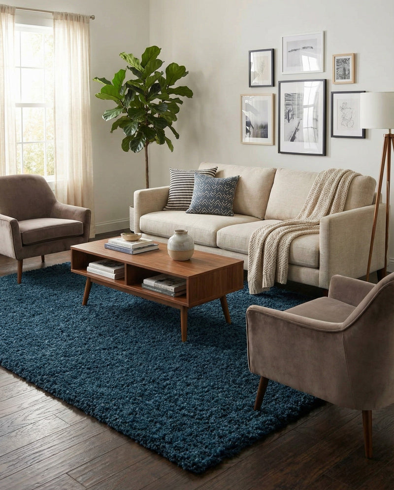 Plush Oasis Collection Area Rug - Serenity (Sapphire Blue) Rectangle Sapphire Blue  lifestyle 6
