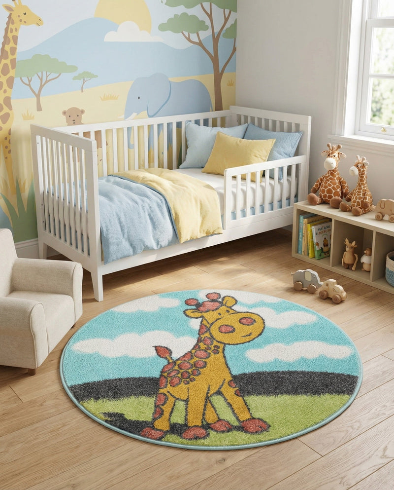 Wonder Tykes Collection Area Rug -  Frolic Round Blue  lifestyle 38