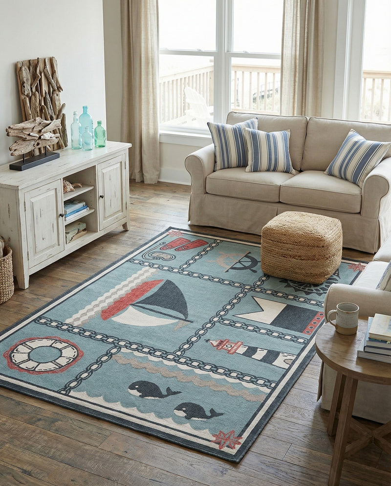 Seaside Haven Rugs Collection Area Rug -  Anchorage Rectangle Blue  lifestyle 15