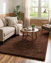 Plush Oasis Collection Area Rug - Serenity (Chocolate Brown) Rectangle Chocolate Brown  lifestyle 9