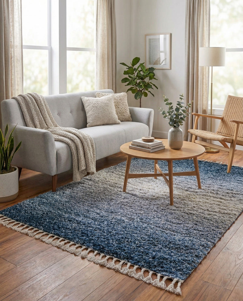 Cozy Cove Shag Collection Area Rug -  Lagoon Rectangle Blue  lifestyle 15