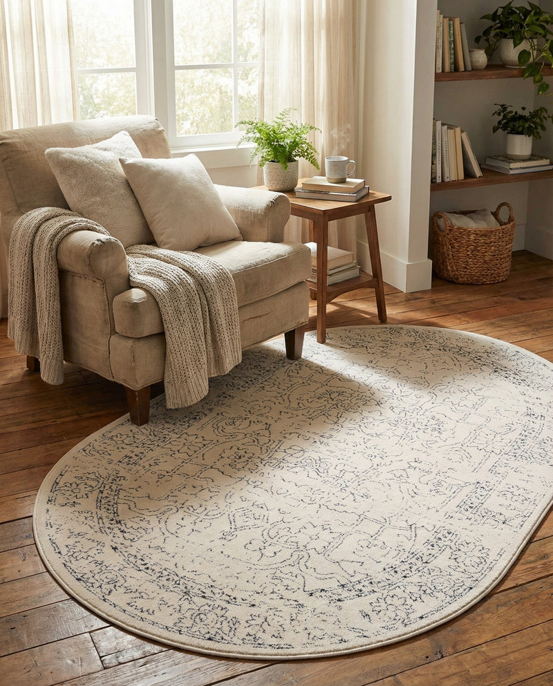 Savannah Soiree Collection Area Rug -  Everglade (White) Oval White  lifestyle 78
