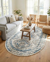 Savannah Elegance Collection Area Rug -  Tybee (Ivory Aqua) Oval Ivory Aqua  lifestyle 37