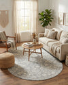 Seville Stripes Collection Area Rug -  Cordoba (Gray) Oval Gray  lifestyle 76