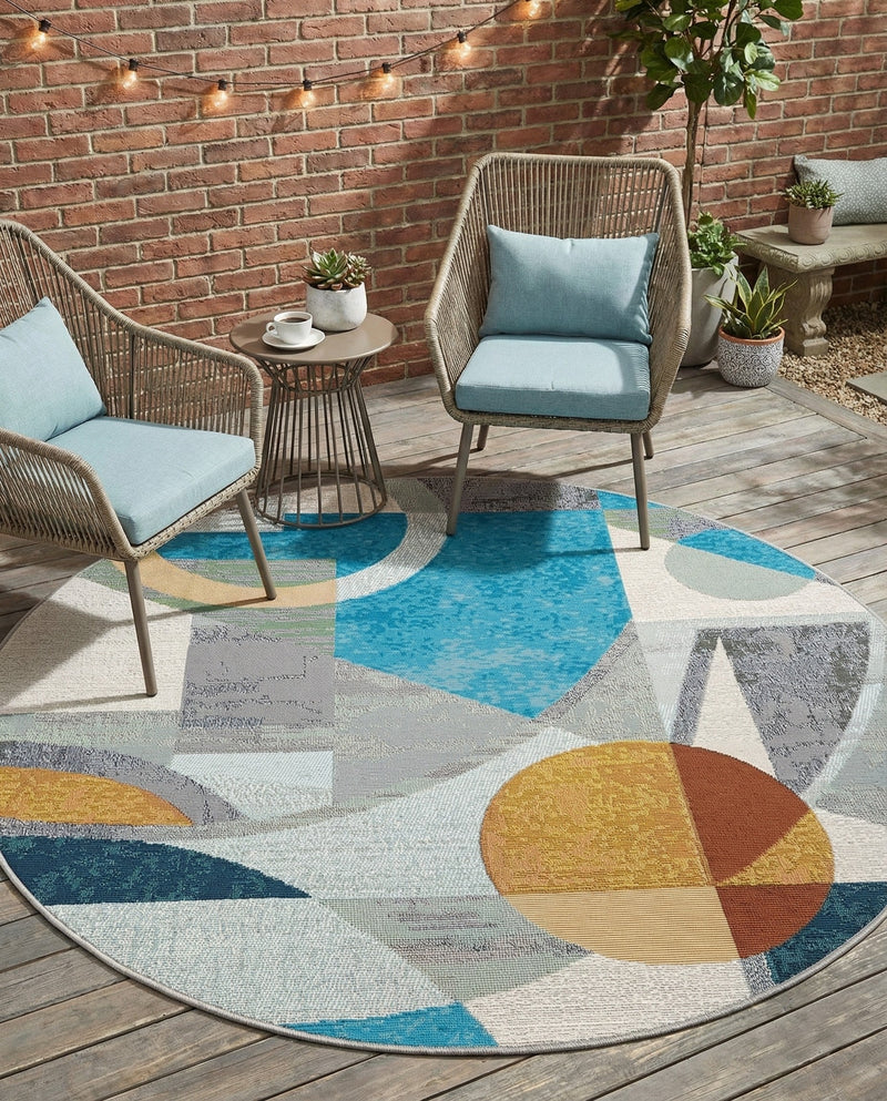 Urban Terrace Collection Area Rug -  Loggia Round Multi  lifestyle 51
