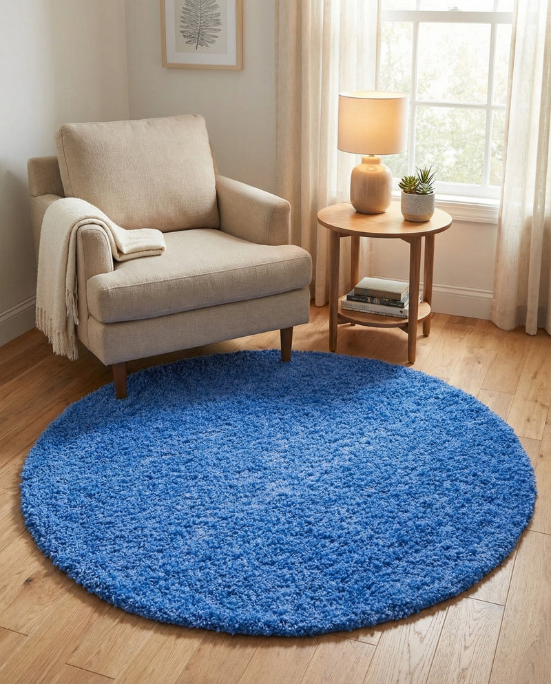 Plush Oasis Collection Area Rug - Serenity (Periwinkle Blue) Round Periwinkle Blue  lifestyle 31