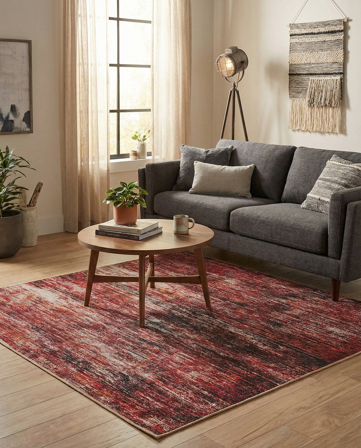 Sahara Essence Collection Area Rug - Oasis (Rust Red) Square Rust Red  lifestyle 98