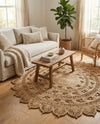 Woven Seaside Jute Collection Area Rug - Coastalhaven (Natural) Round Natural  lifestyle 31