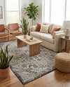 Tribal Terrace Treasures Collection Area Rug - Mayan Marina (Charcoal Gray) Rectangle Charcoal Gray  lifestyle 17