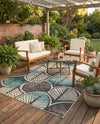 Outdoor Marrakesh Collection Area Rug -  Rabat Rectangle Gray Blue Ivory  lifestyle 6