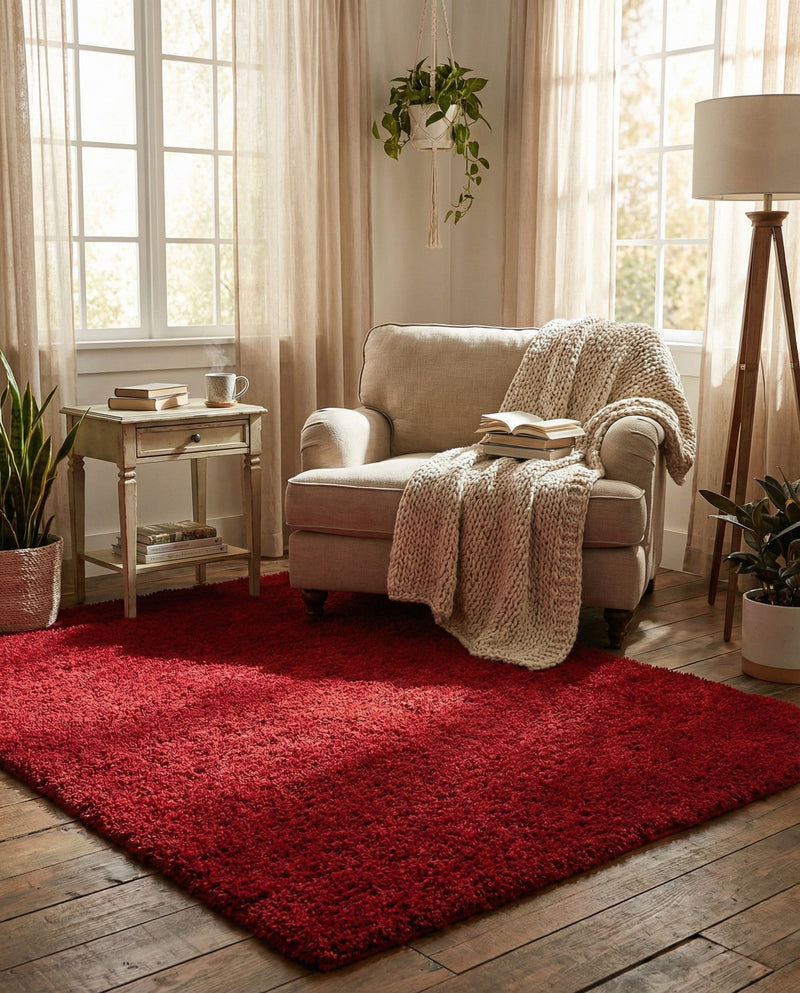 Plush Oasis Collection Area Rug - Serenity (Cherry Red) Rectangle Cherry Red  lifestyle 24