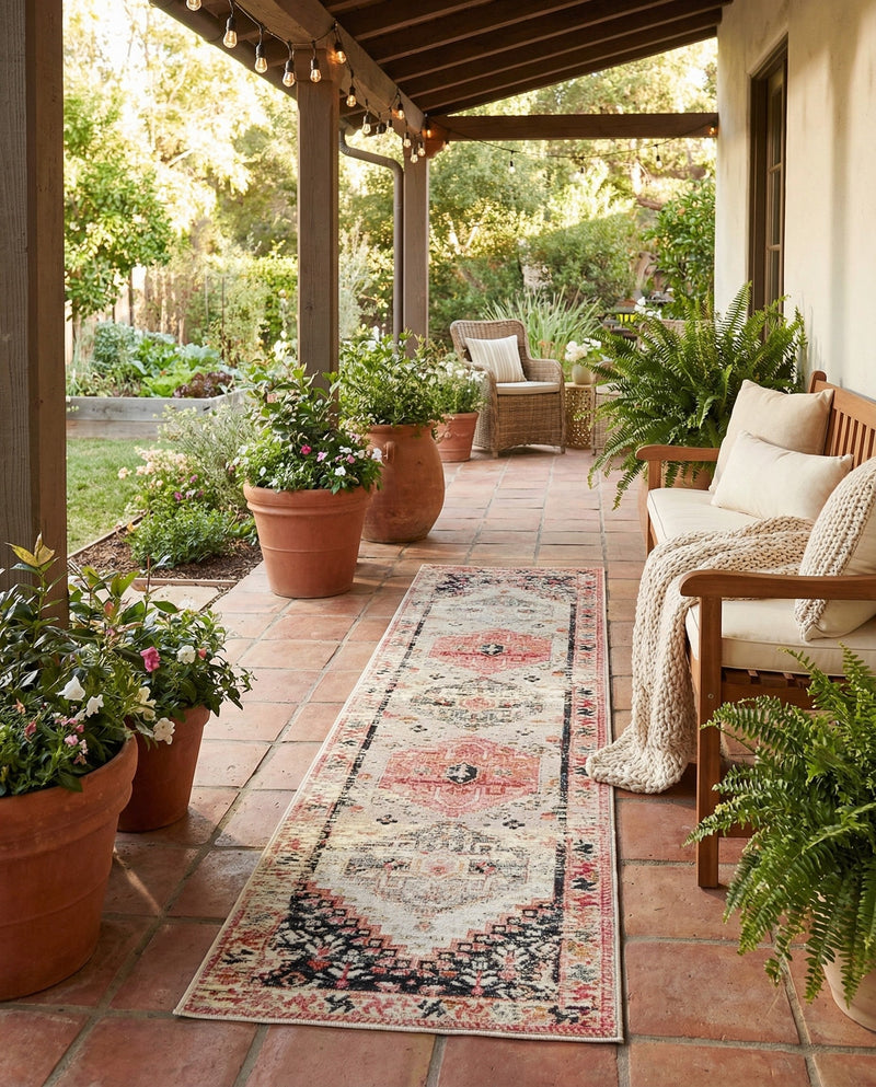 Patio Heritage Collection Area Rug -  Meadow Runner Multi  lifestyle 80