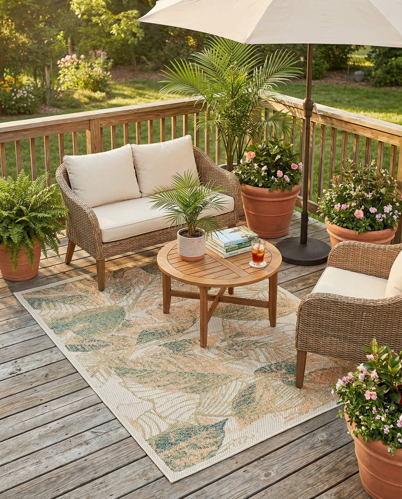 Coastal Terrace Collection Area Rug -  Driftwood Rectangle Ivory  lifestyle 49