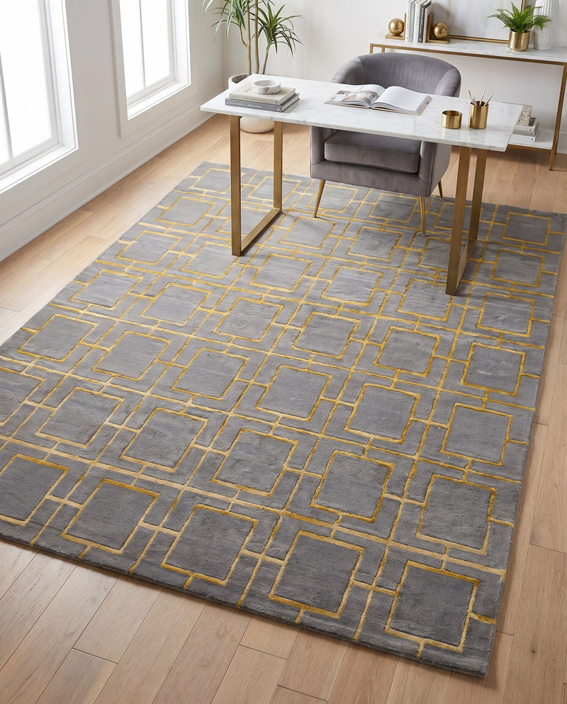 Hollywood Luxe Collection Area Rug -  Beverly (Gray Gold) Rectangle Gray Gold  lifestyle 15