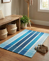 Seaside Stripes Collection Area Rug -  Coral Rectangle Blue  lifestyle 6