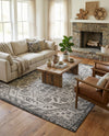 Tribal Terrace Treasures Collection Area Rug - Mayan Marina (Charcoal Gray) Rectangle Charcoal Gray  lifestyle 30