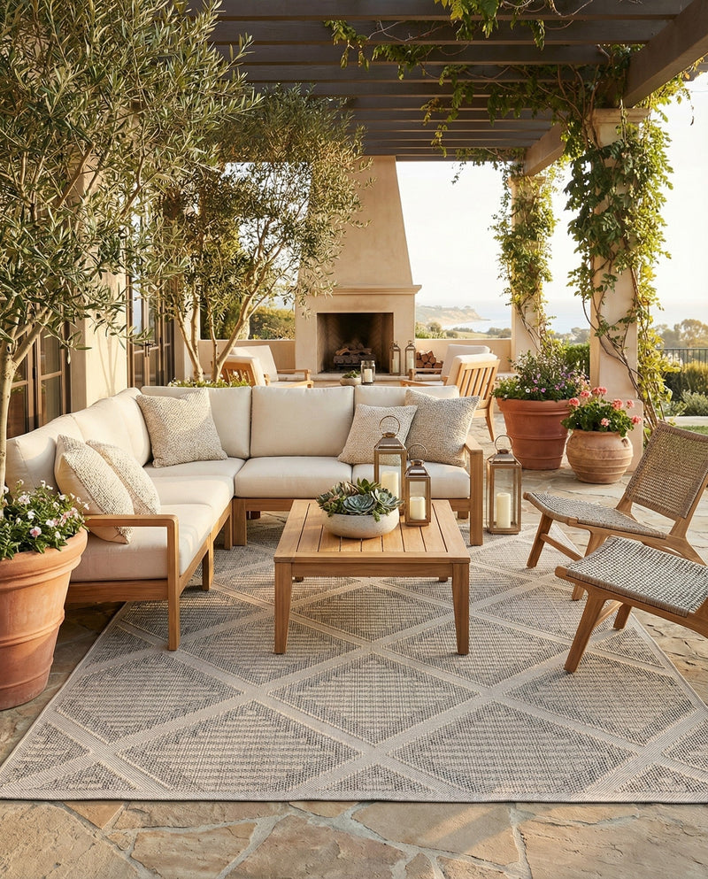 Savannah Pergola Collection Area Rug -  Eden Rectangle Khaki  lifestyle 48