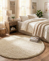 Cozy Comfort Shag Collection Area Rug - Haven (Oatmeal Beige) Round Oatmeal Beige  lifestyle 62