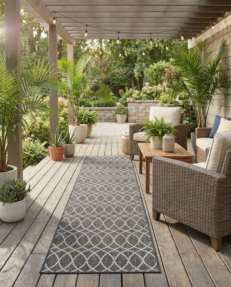 Savannah Pergola Collection Area Rug -  Pavilion (Charcoal) Runner Charcoal  lifestyle 54