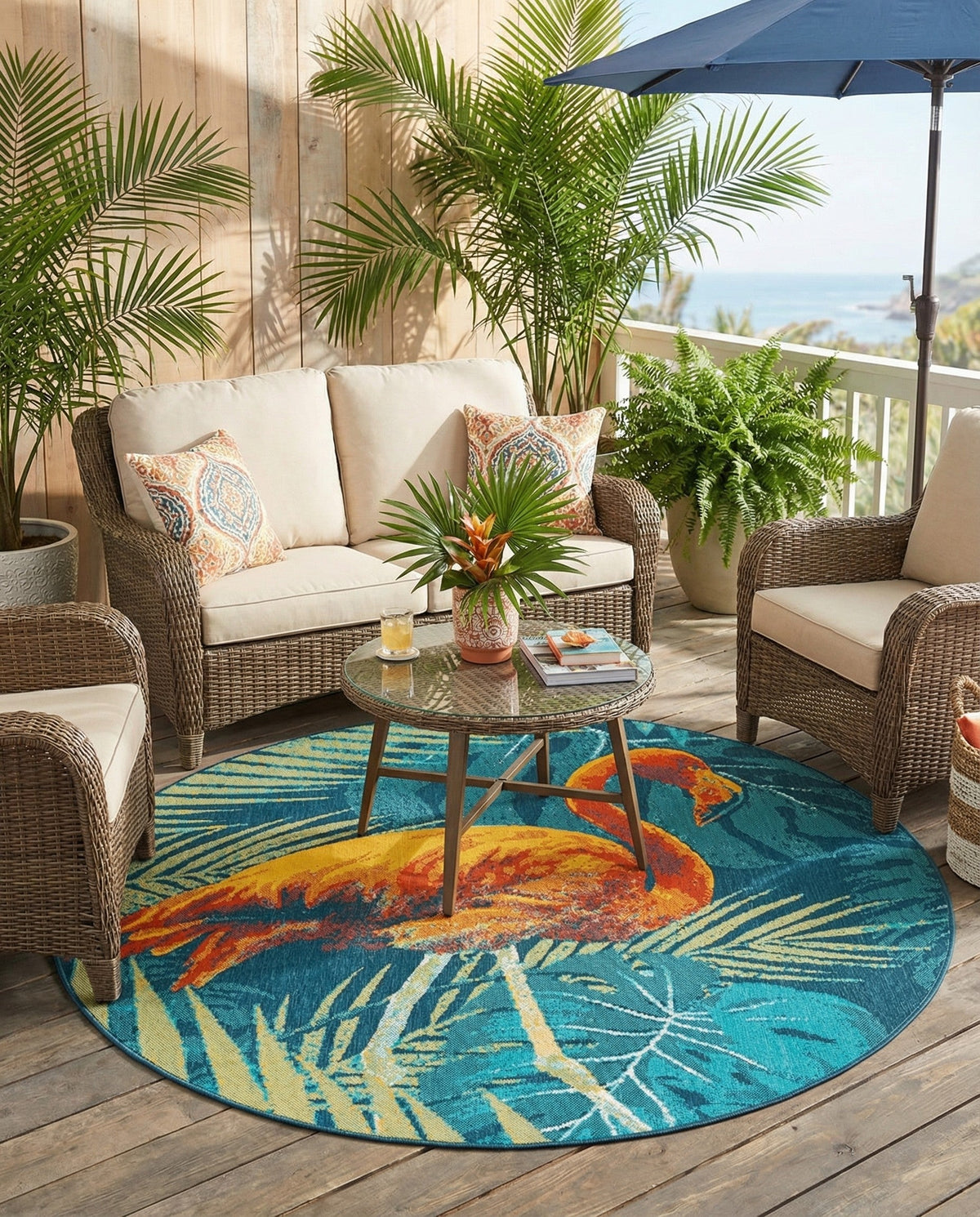 Seaside Haven Rugs Collection Area Rug -  Tidepool Round Multi  lifestyle 55
