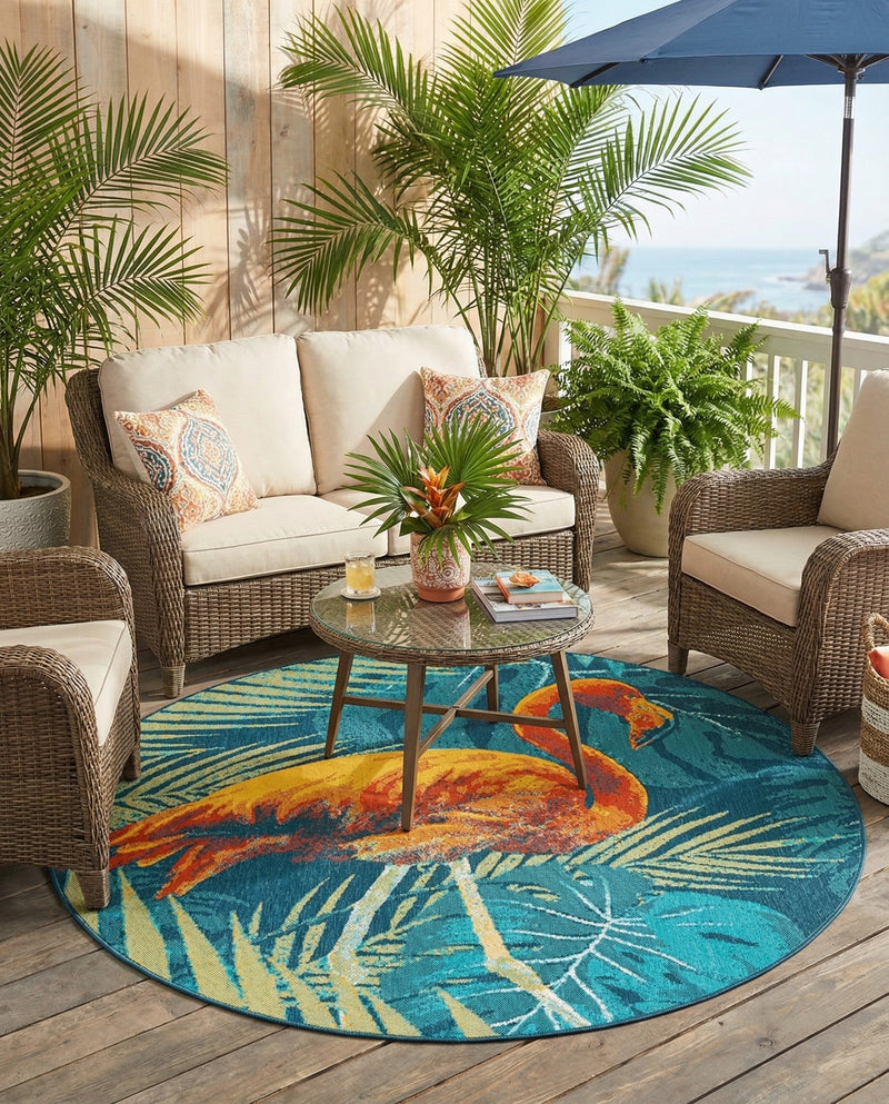 Seaside Haven Rugs Collection Area Rug -  Tidepool Round Multi  lifestyle 55