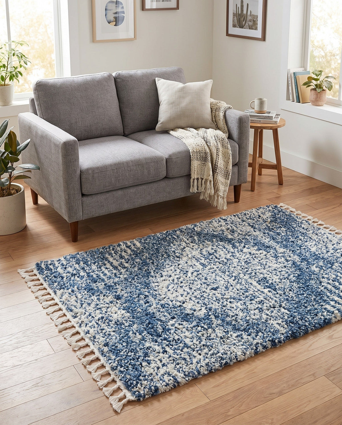 Tranquil Tides Shag Collection Area Rug -  Azure Rectangle Blue  lifestyle 47