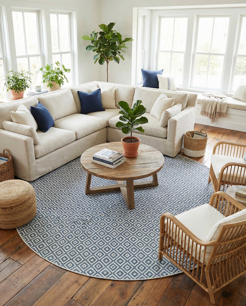 Urban Oasis Rugs Collection Area Rug -  Rooftop (Blue) Round Blue  lifestyle 65