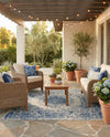 Patio Heritage Collection Area Rug -  Lafayette (Blue) Square Blue  lifestyle 74