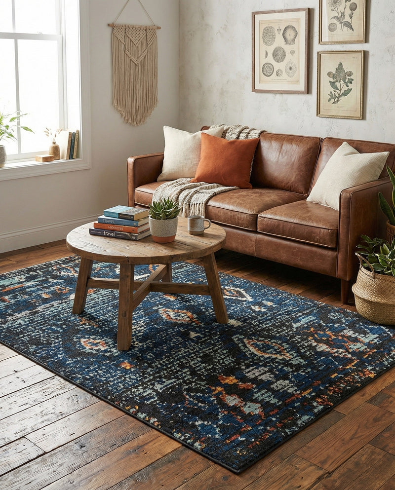 Tangier Treasures Collection Area Rug - Casablanca Rectangle Navy Blue  lifestyle 22